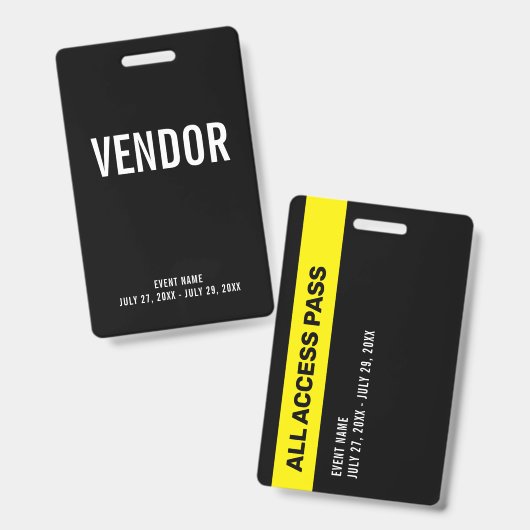 Vendor All Access Pass Event ID Badge (Avant & arrière)