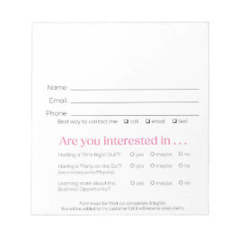 Vendor Lead Slips for Booking & Recruit Pink Zebra Notitieblok