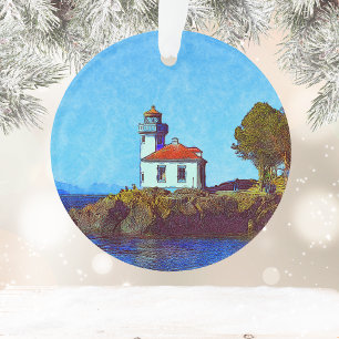 Vendredi Harbor Lime Kiln Phare Acrylique Ornamen