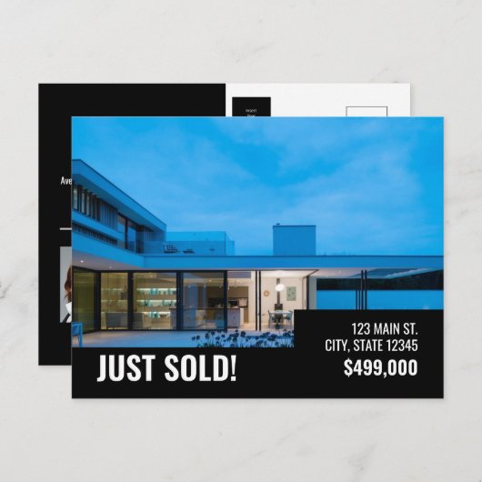 Vendu - Noir Moderne - Carte postale (Devant / Derrière)