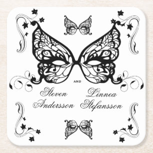 Venetia Carnivale Masque Victoriaans  Vlaanderen Vierkante Kartonnen Onderzetter