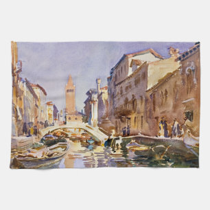 Venetiaans Aquarel Kanaal Kunst Keukenhanddoek