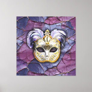 Venetiaans masker met lavendelveren canvas afdruk