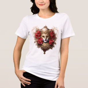 Venetiaans maskerade masker goud rood rose gemaske Tri-Blend shirt