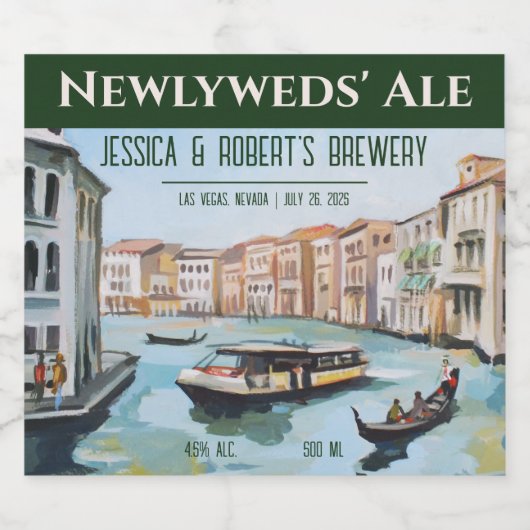 Venetiaanse bruiloft bier etiket (Enkel label)