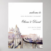 Venetiaanse bruiloft Script Waterverf Welkomstbord Poster (Voorkant)