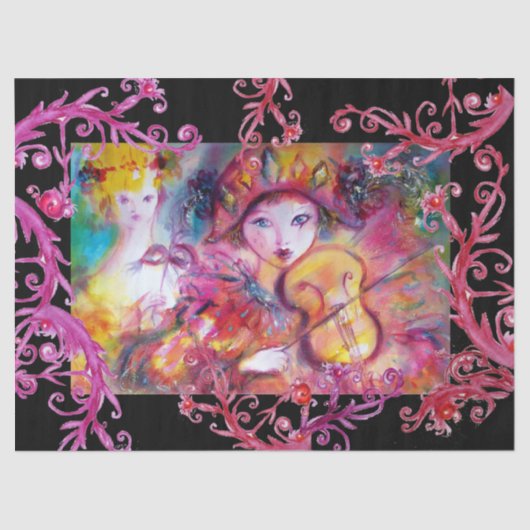 VENETIAANSE GEMASKERDE GEZICHTEN, HARLEKIJN EN COL TISSUEPAPIER (Voorkant)