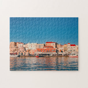 Venetiaanse haven in Chania op het blauwe uur op K Legpuzzel
