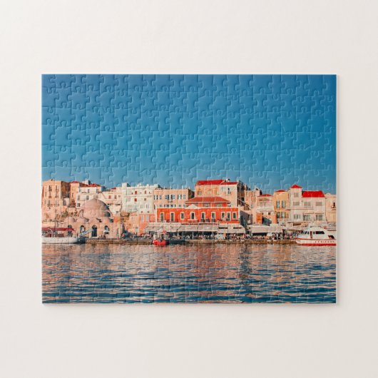 Venetiaanse haven in Chania op het blauwe uur op K Legpuzzel (Horizontaal)