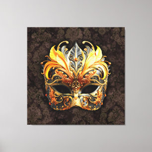 Venetiaanse maskerade gouden masker canvas afdruk