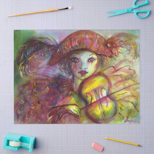 VENETIAANSE MASKERADE / HARLEKIJN VIOOLSPELER TISSUEPAPIER (Craft)