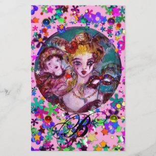 VENETIAANSE MASKERADE LIEFHEBBERS, MASKERS CONFETT BRIEFPAPIER