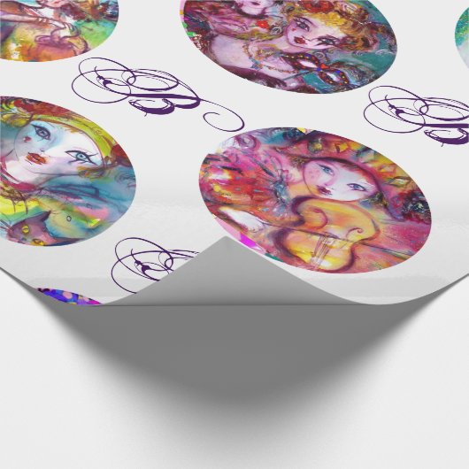 VENETIAANSE MASKERADE MARDI GRAS MASKERS MONOGRAM CADEAUPAPIER (Hoek)