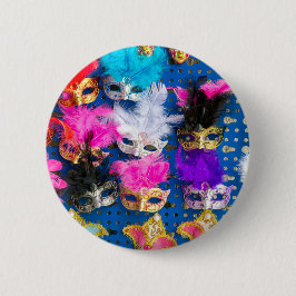 Venetiaanse maskers ronde button 5,7 cm