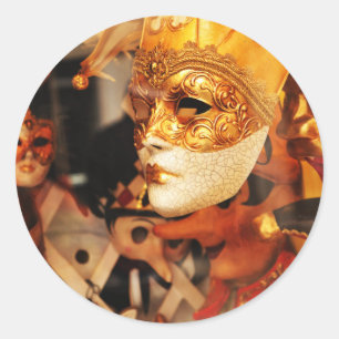 Venetiaanse maskers ronde sticker