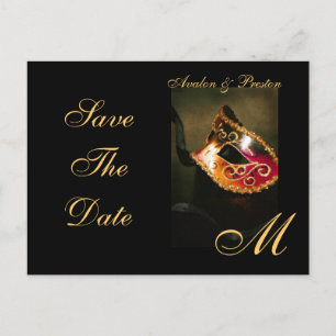 Venetiaanse Masquerade Mask Save the Date Briefkaa Aankondigingskaart