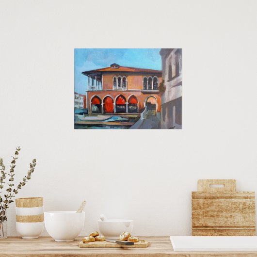 Venetiaanse vismarkt schilderij poster (Keuken)