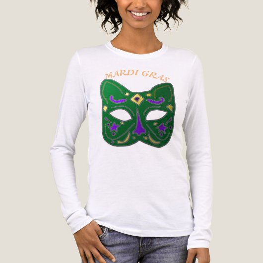 Venetian Cat Mask Mardi Gras T-Shirt (Voorkant volledig)