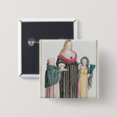 Venetian Courtesan Vierkante Button 5,1 Cm (Voorkant /achterkant)