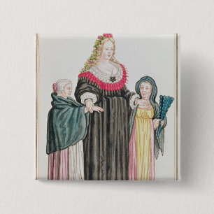 Venetian Courtesan Vierkante Button 5,1 Cm