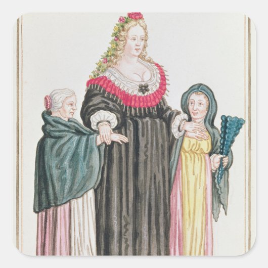 Venetian Courtesan Vierkante Sticker (Voorkant)