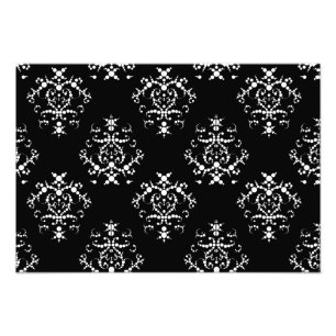 Venetian Damask, Ornaments, Swirls - Black White Foto Afdruk