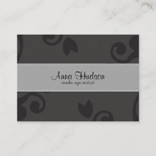 Venetian Damask, Ornaments, Swirls - Grey Black Visitekaartje