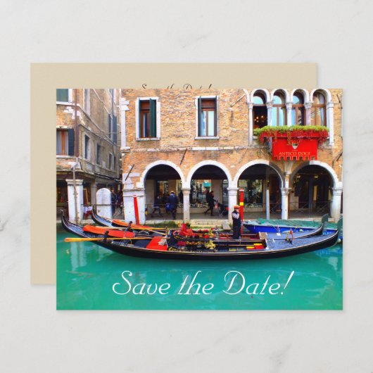 Venetian Gondolas Save-the-Date Kaarten (Voorkant / Achterkant)