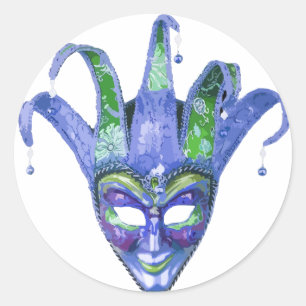 Venetian Jester Carnival Masker Ronde Sticker