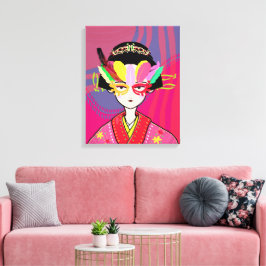 Venetian Mask Geisha Canvas Afdruk