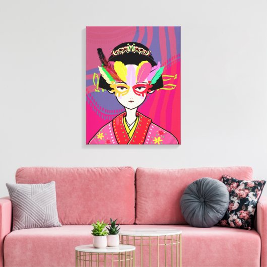 Venetian Mask Geisha Canvas Afdruk (Insitu (Woonkamer))