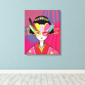 Venetian Mask Geisha Canvas Afdruk (Insitu (Houten vloer))