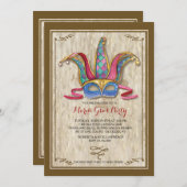 Venetian Mask Invitation Kaart (Voorkant / Achterkant)
