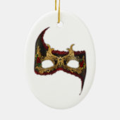 Venetian Masque: Gold en Red Rose Keramisch Ornament (Achterkant)