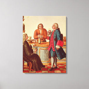 Venetian Noblemen in een Cafe Canvas Afdruk