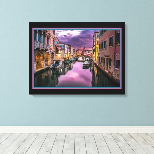 Venetië bij Night Canvas Print (Insitu (Houten vloer))
