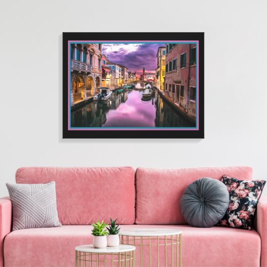 Venetië bij Night Canvas Print (Insitu (Woonkamer))