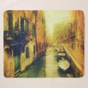Venetië Canal Balkon Schilderij Sherpa Deken