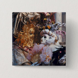 Venetië - Carnaval Masker ~ Italiaans festival Vierkante Button 5,1 Cm