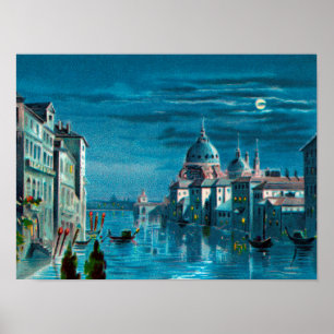 Venetië door Moonlight Poster
