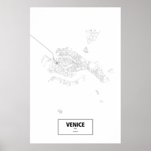 Venetië (eiland), Italië (zwart op wit) Poster
