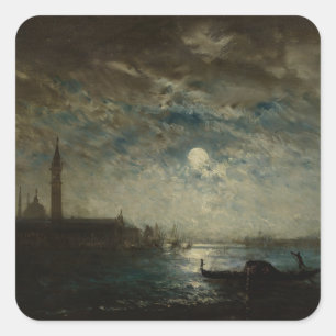 Venetië en de Campanile in het maanlicht Vierkante Sticker