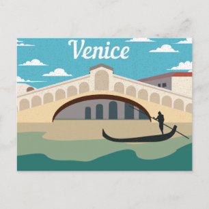 Venetië en Venetiaanse Gondola Silhouette Briefkaart