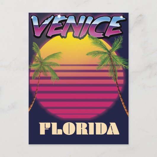 Venetië Florida retro vakantieposter Briefkaart (Voorkant)