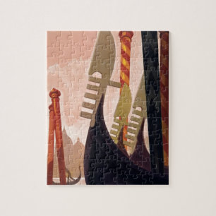 Venetië Gondolas Reisillustratie Kunst Legpuzzel