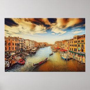 Venetië grand canal met gondolas poster