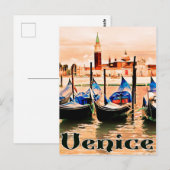 Venetië, Italië, boten op de haven van de stad, ol Briefkaart (Voorkant / Achterkant)