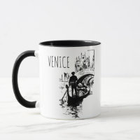 Venetië Italië Gondel Zwart Wit