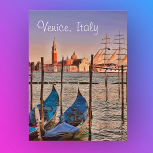 Venetië, Italië Gondels En Zeilboot Ansichtkaart Briefkaart