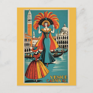 Venetië Italië Gondola Canal Carnaval Reizen Briefkaart